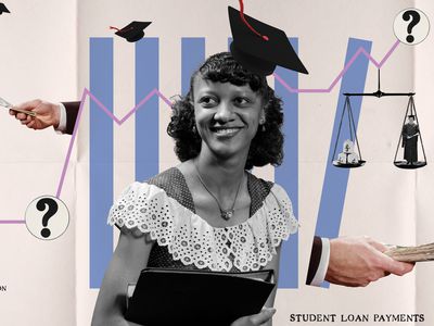 象征性的定制插图显示毕业帽的女性带有规模和问号。