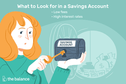 图象显示一个女人用钥匙打开锁着胸部，胸部读取“savings account.