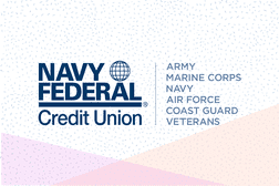 海军联邦信用合作社标志在淡色和小点背景“width=